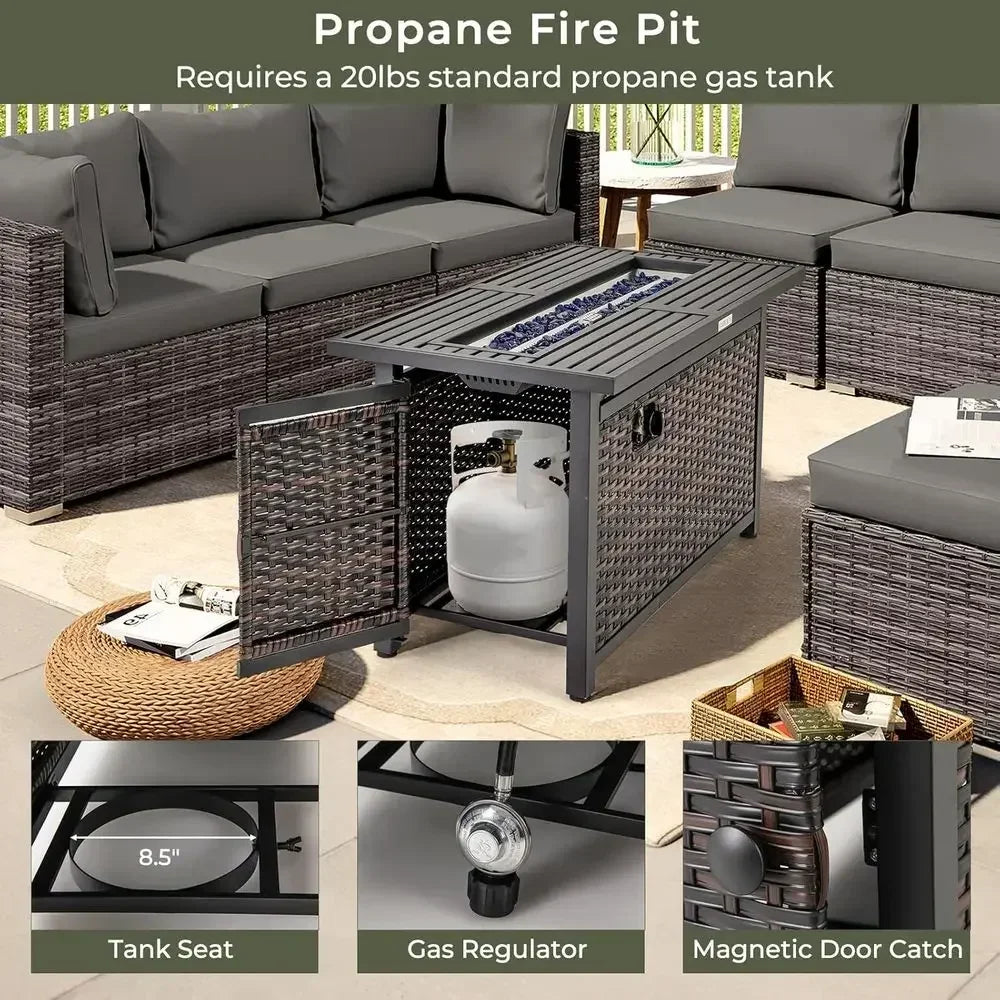 Heatstone Sonora 45" rectangular propane fire pit table, view 6