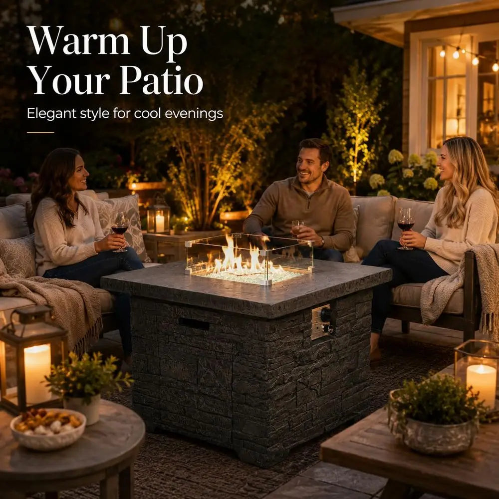 Heatstone Ledge square propane fire pit table, view 3
