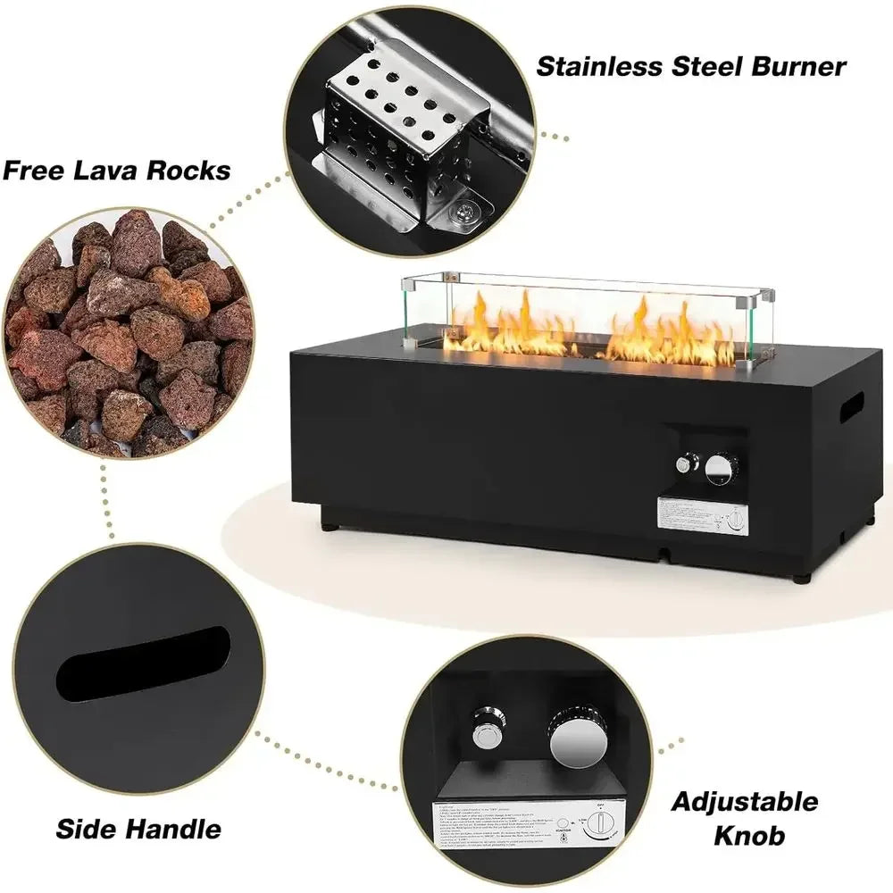 Heatstone Onyx 42" rectangular propane fire pit table, view 3