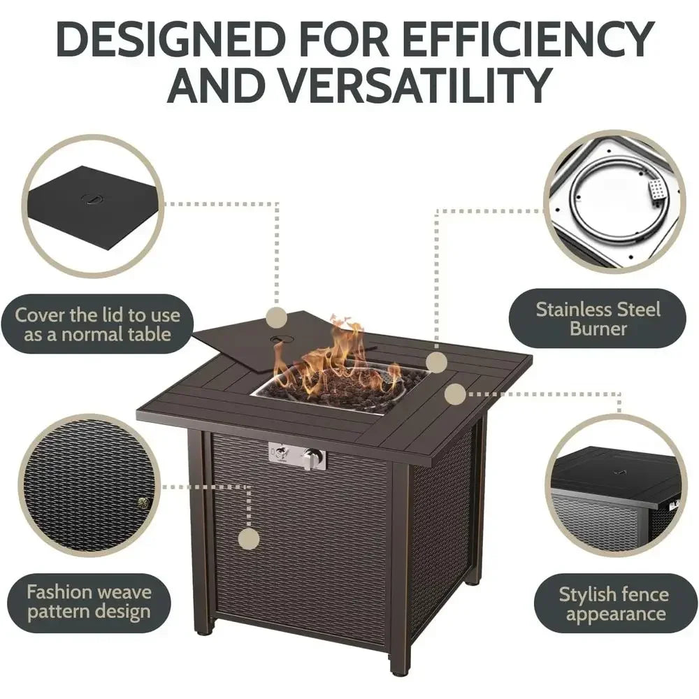 Heatstone Alder 30" square propane fire pit table, view 3