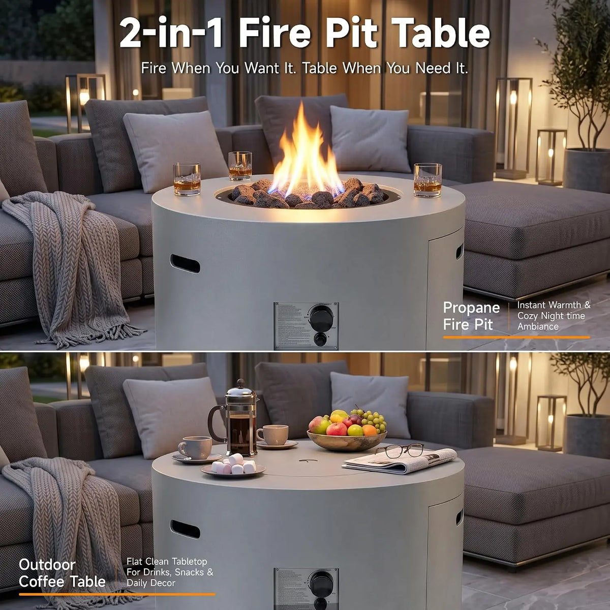 Heatstone Cove 32" round propane fire pit table, view 3