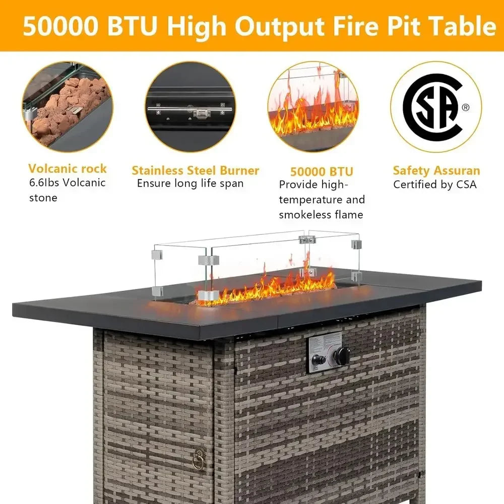 Heatstone Bayview 43" rectangular propane fire pit table, view 4