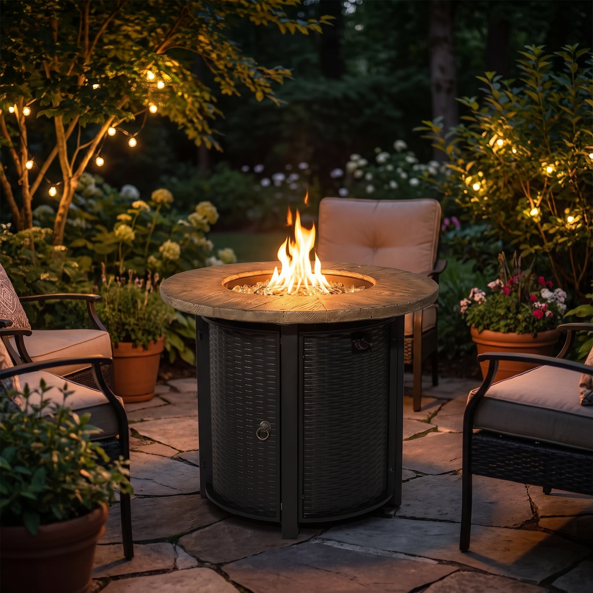 Heatstone Summit 30" Steel Fire Pit Table – 50,000 BTU Outdoor Gas