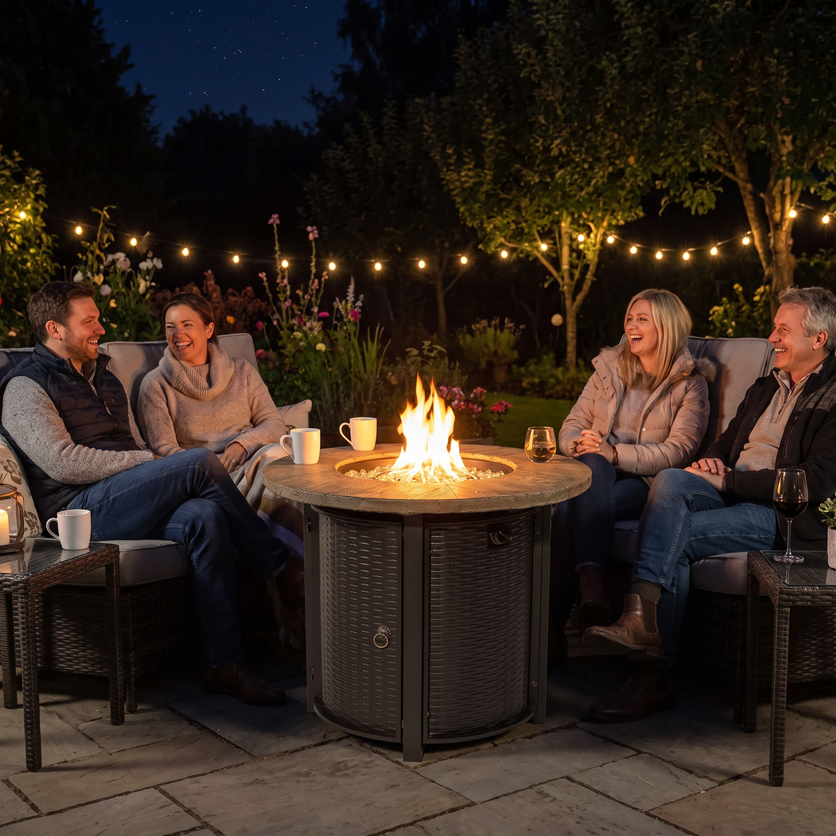 Heatstone Summit 30" Steel Fire Pit Table – 50,000 BTU Outdoor Gas